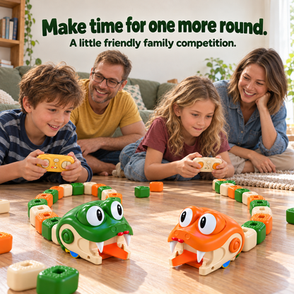 Family playtime with colorful toys